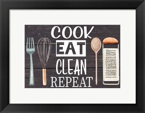 Framed Cook Eat Clean Repeat Print