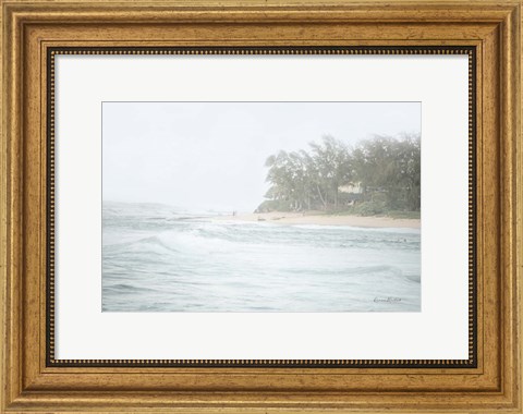 Framed Misty Beach Walk Print