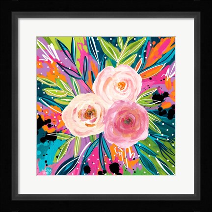 Framed Pink Floral II Print