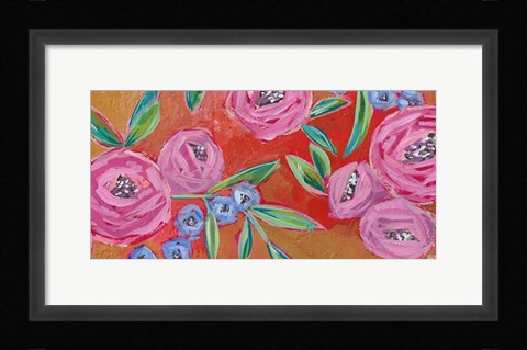 Framed Orange, Yellow Floral Print