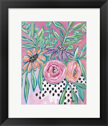 Framed Floral Dots Print
