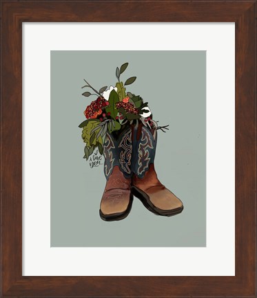 Framed Boot Bouquet Print