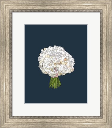 Framed White Rose Bouquet Print