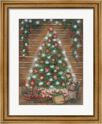 Framed Log Cabin Christmas Print
