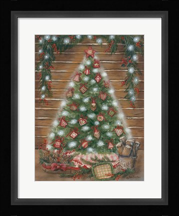 Framed Log Cabin Christmas Print