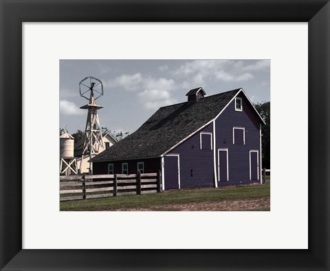 Framed Blue Barn Print