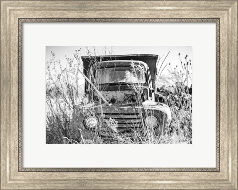 Framed Truck in Wildflower Field Print