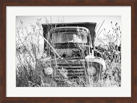 Framed Truck in Wildflower Field Print