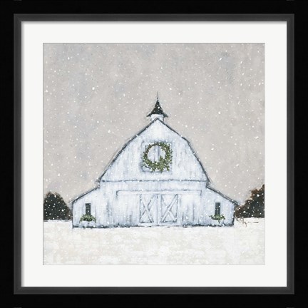 Framed Christmas Snowy Barn Print