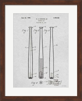 Framed Baseball Bat Patent Print