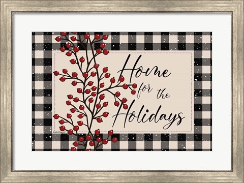 Framed Home for the Holidays with Berries Print