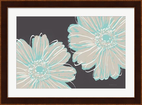 Framed Flower Pop Sketch VI-Dark Blue BG Print