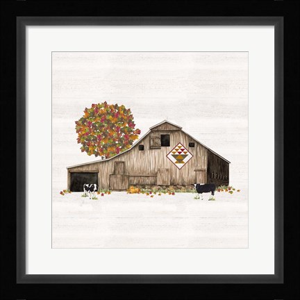 Framed Fall Barn Quilt I Print