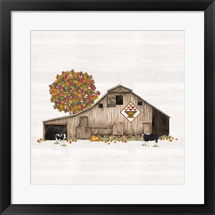 Framed Fall Barn Quilt I Print