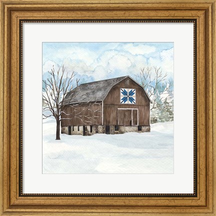 Framed Winter Barn Quilt III Print