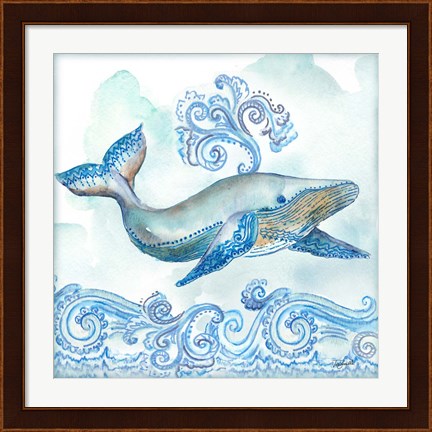 Framed Boho Shells II-Whale Print
