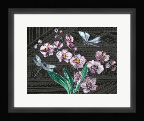 Framed Boho Orchid landscape black Print