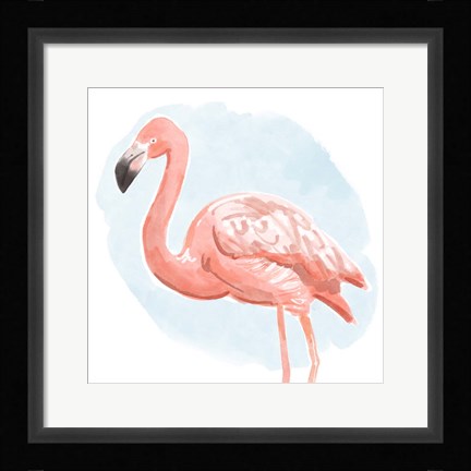 Framed Tropical Flamingo I Print