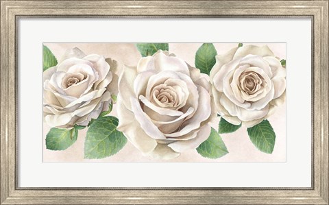 Framed Ivory Roses Landscape II Print