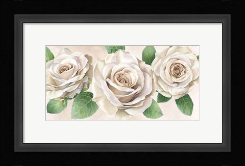 Framed Ivory Roses Landscape II Print