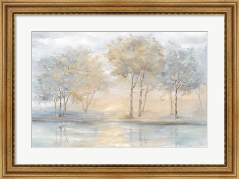 Framed Serene Scene Trees Landscape Print