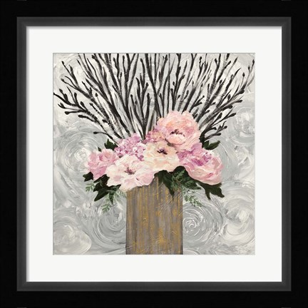 Framed Twiggy Floral Arrangement Print