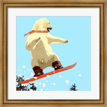 Framed Polar Bear Jump Print
