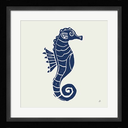 Framed Primitive Sea VI Navy Print