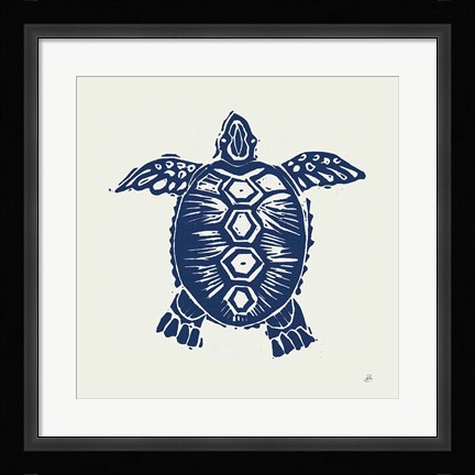 Framed Primitive Sea III Navy Print