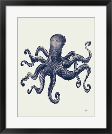 Framed Ocean Finds III Navy Print