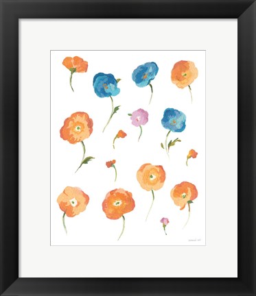 Framed Retro Flowers II Print
