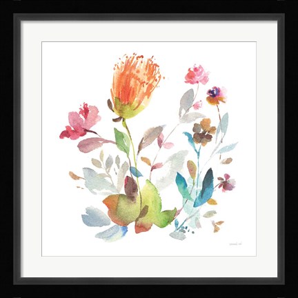 Framed Circle Full of Flowers I Print