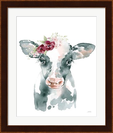 Framed Floral Cow Print