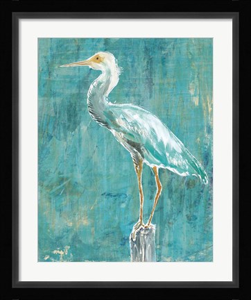 Framed Coastal Egret II Dark Print