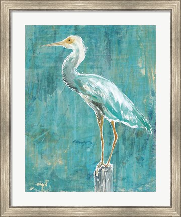 Framed Coastal Egret II Dark Print