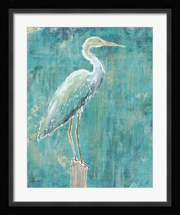 Framed Coastal Egret I Dark Print