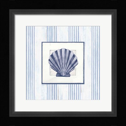Framed Sanibel Shell I Navy Print