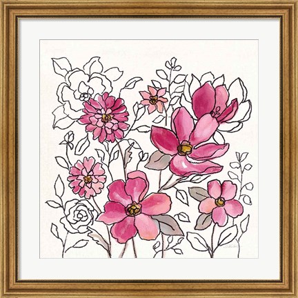 Framed Magenta Flower Lace II Print
