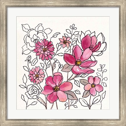 Framed Magenta Flower Lace II Print