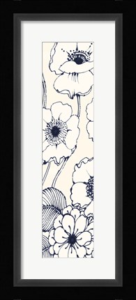 Framed Navy Pen and Ink Flowers II Crop Print