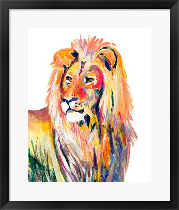 Framed Colorful Lion on White Print