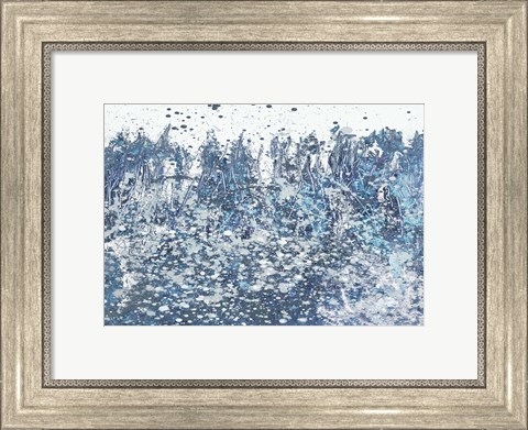 Framed Blue Distant Slashes Print
