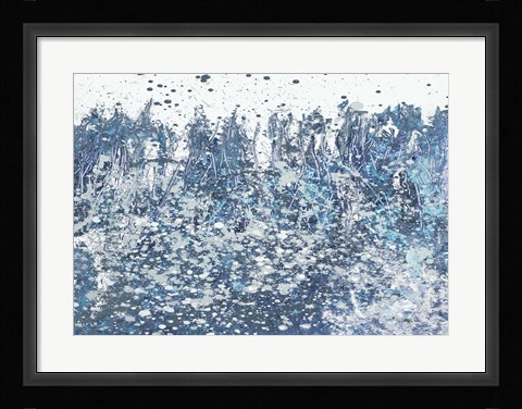 Framed Blue Distant Slashes Print