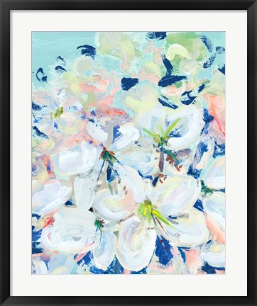 Framed White Orchids on Blue Print