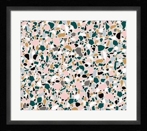 Framed Teal Terrazo Print