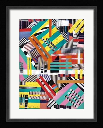 Framed Colorful Abstract Lines Print