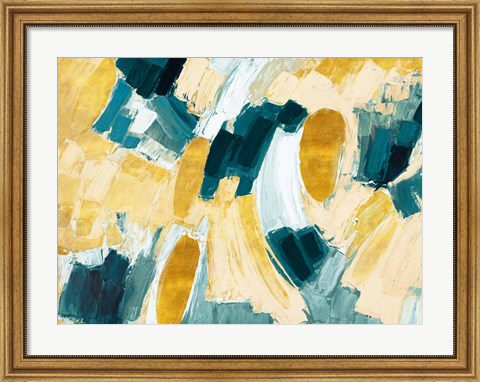 Framed Gold and Teal Afterglow Print