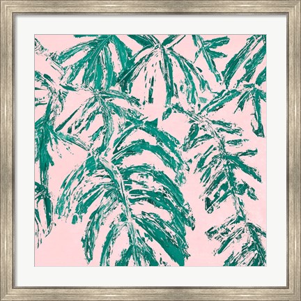 Framed Teal Tropicalo Garden Print