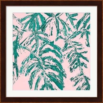 Framed Teal Tropicalo Garden Print