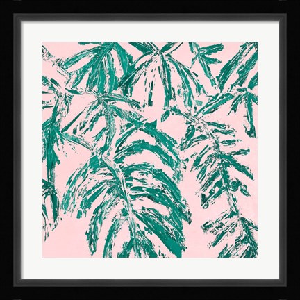 Framed Teal Tropicalo Garden Print